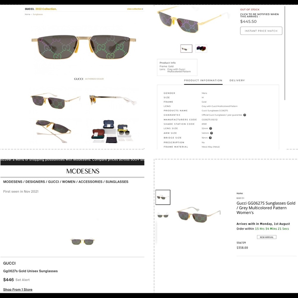 UNISEX GUCCI MIRRORED RAINBOW GG LOGO AS SEEN AT THE GRAMMYS ON BILLIE EILISH - Picture 9 of 16